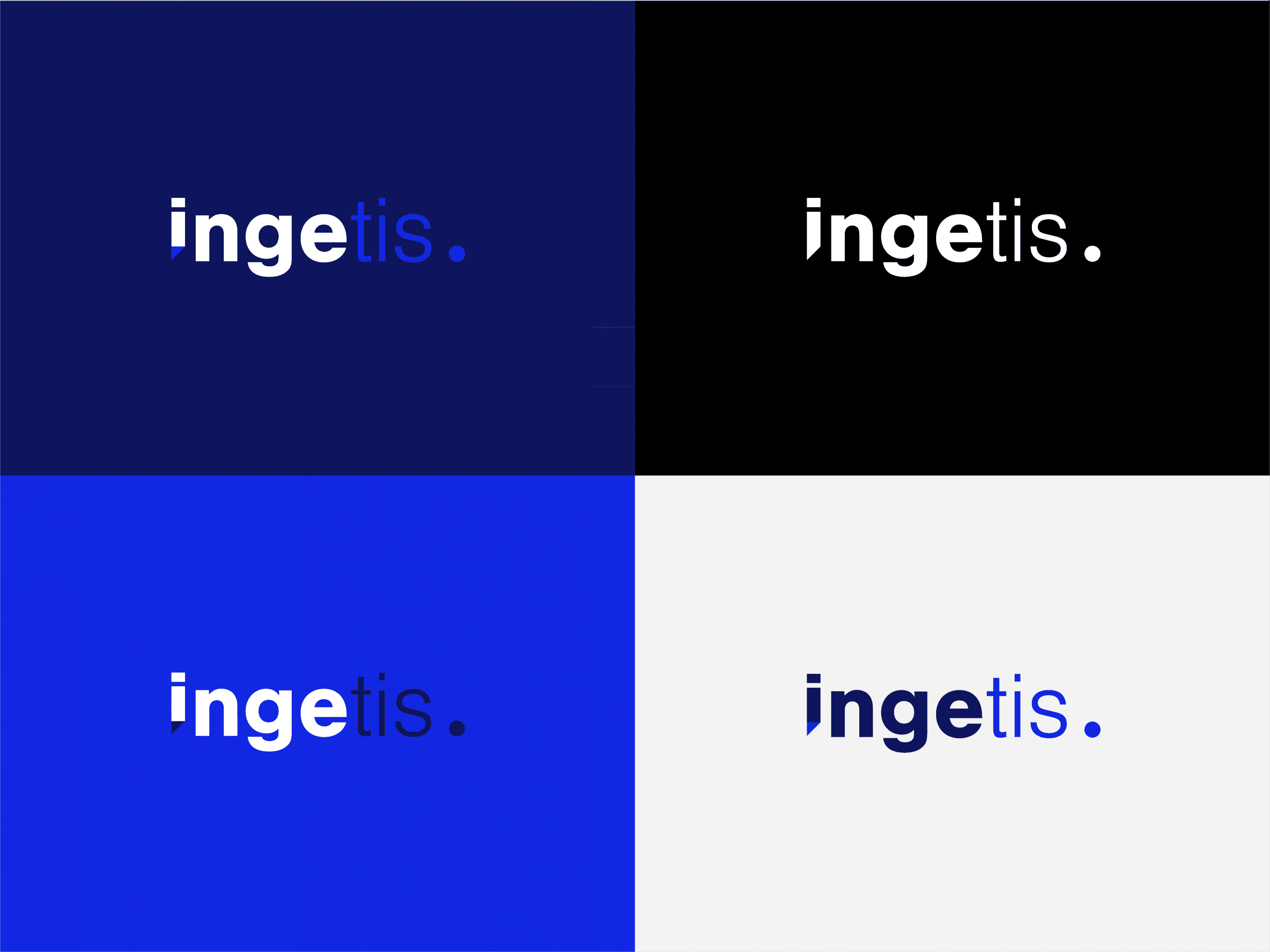 Variantes du logo Ingetis – déclinaisons de l’identité visuelle créées par Damien Breton, directeur artistique.