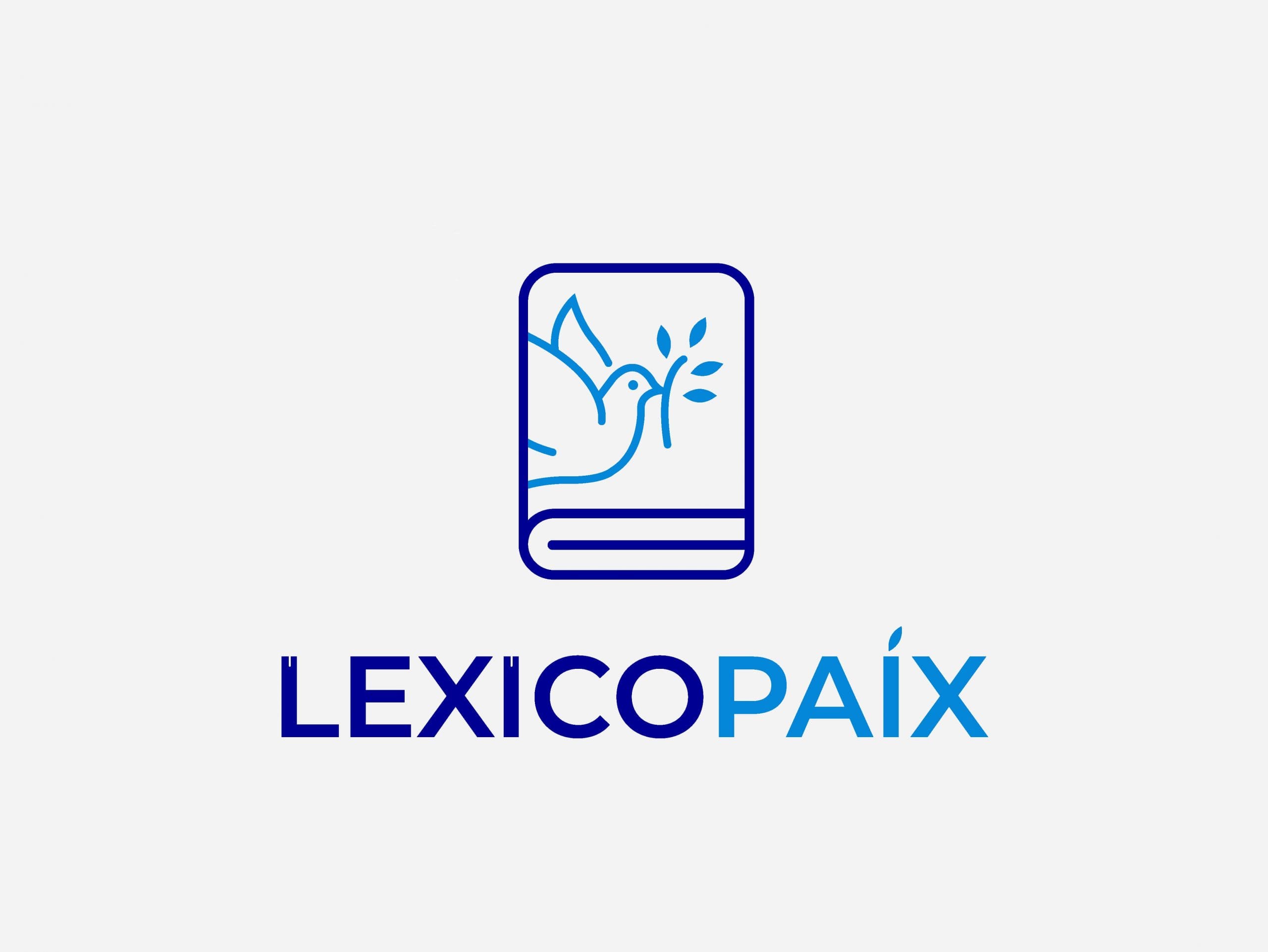 Logo de l’application Lexicopaix sur fond gris, symbole d’apprentissage linguistique au service de la coopération internationale