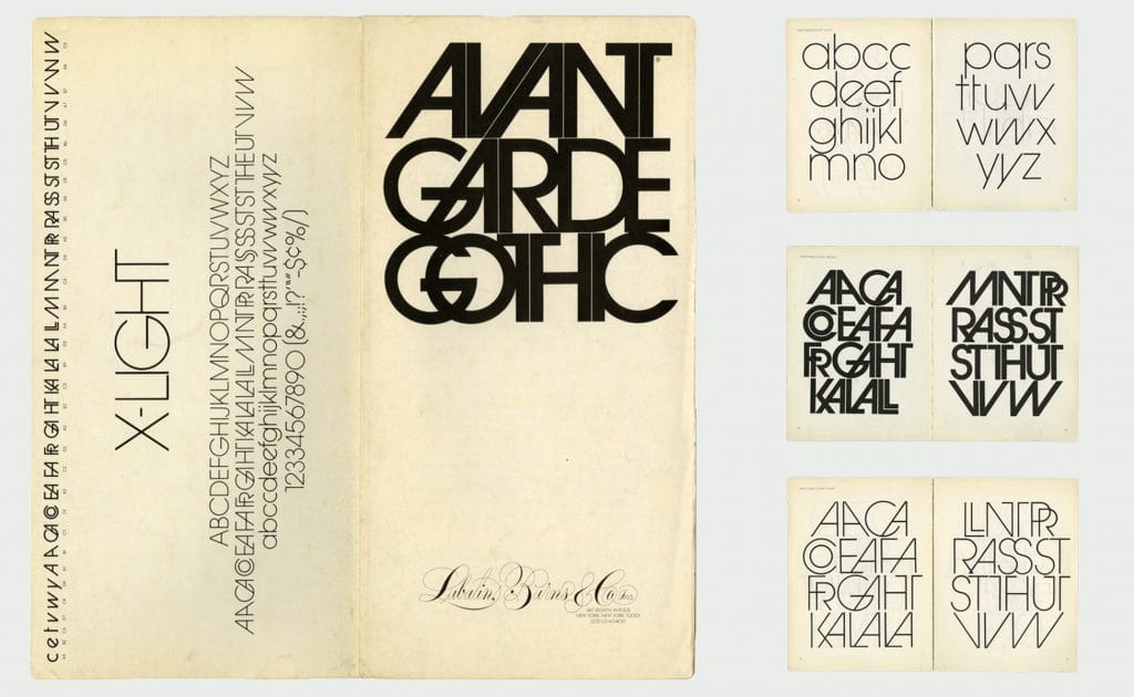 Typographie Avant Garde, police géométrique créée par Herb Lubalin et Tom Carnase dans les années 1970