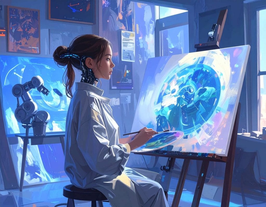 Vision futuriste d’un artiste travaillant avec IA