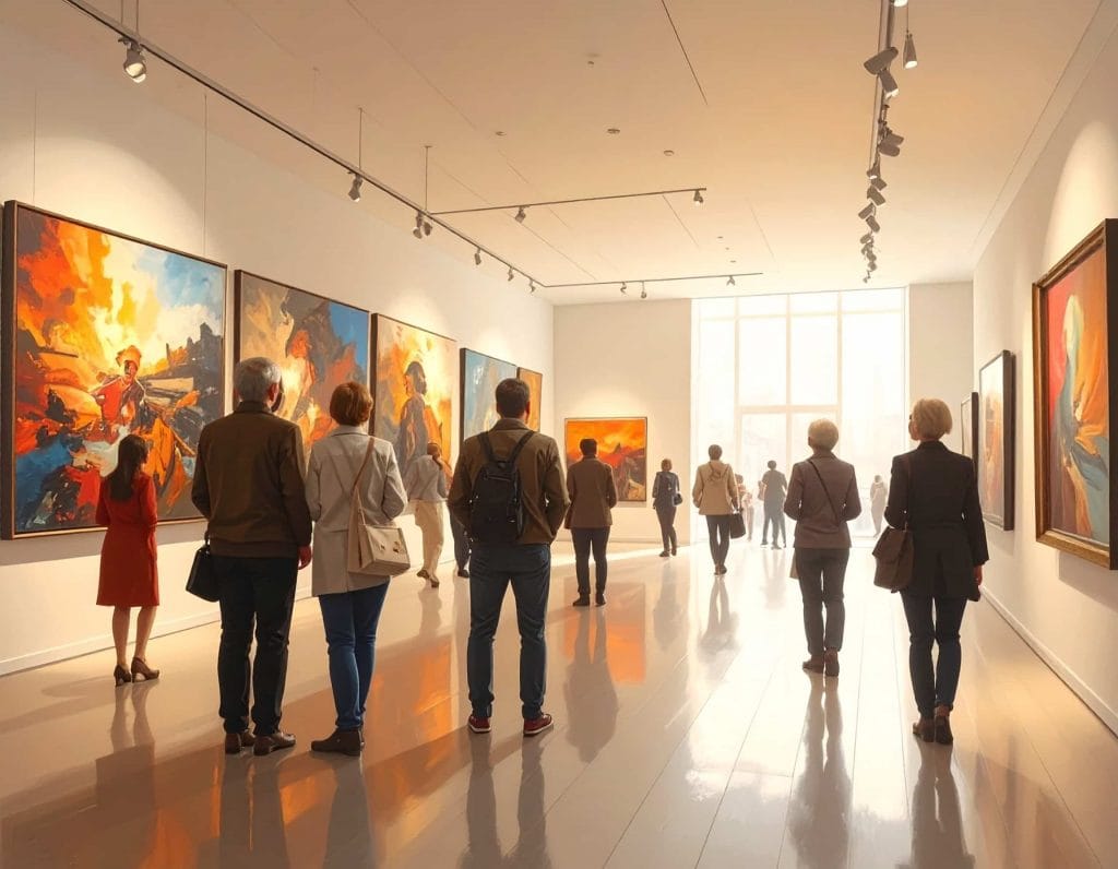 Public dans une galerie contemporaine