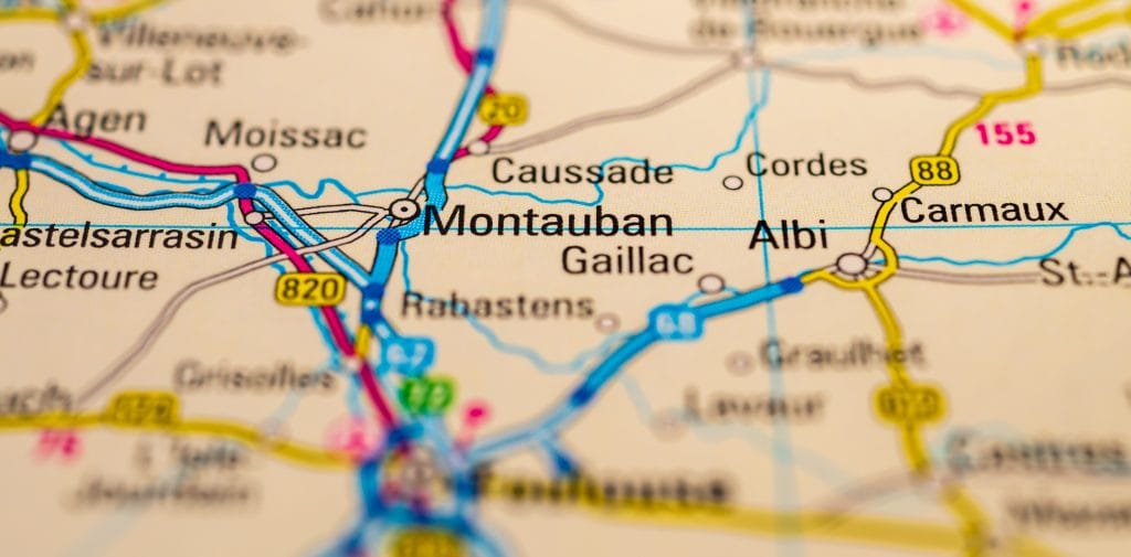 Plan de la ville d’Albi pour illustrer les zones d’intervention de Damien Breton, directeur artistique freelance à Albi