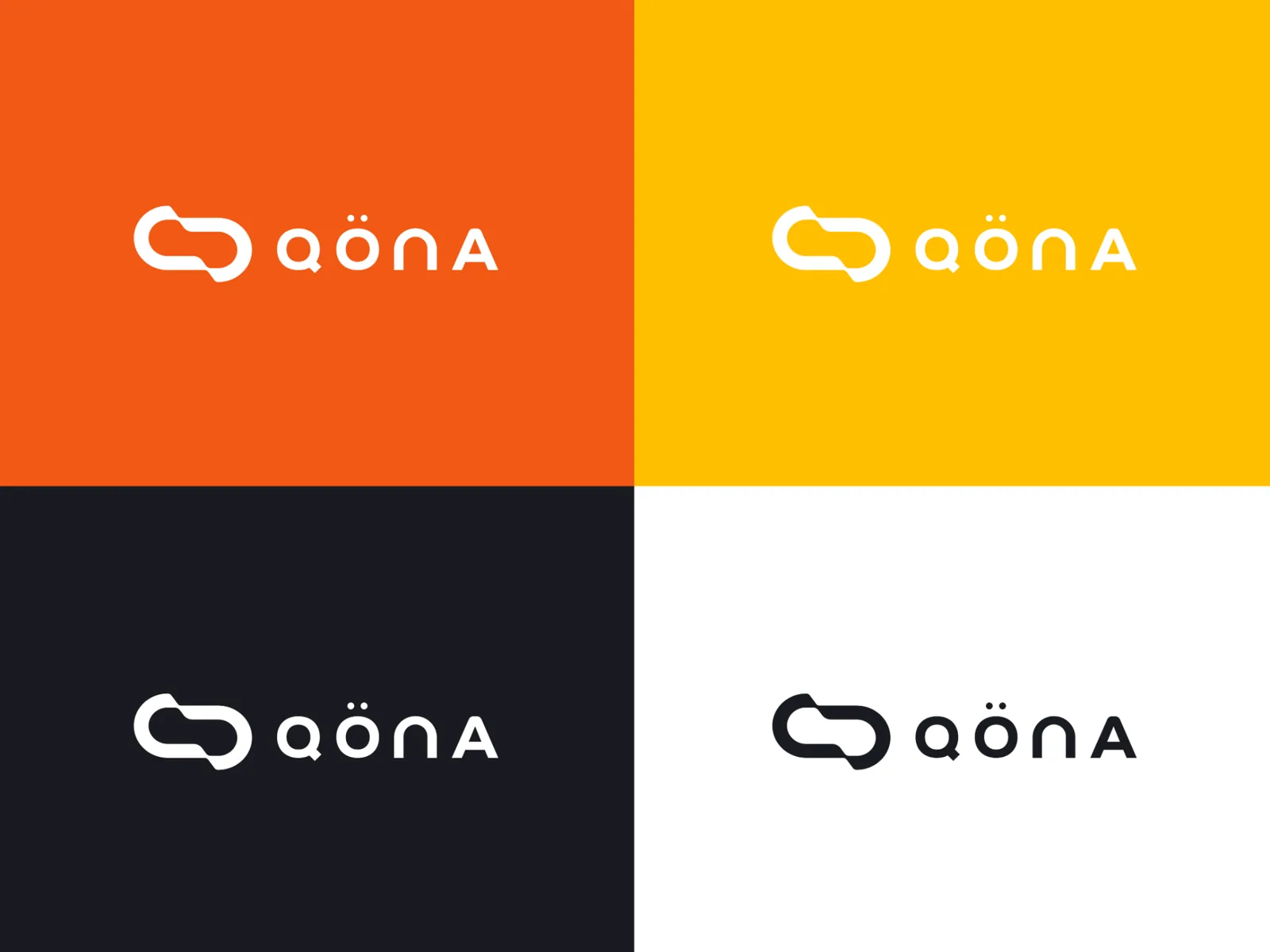 Déclinaisons couleur du logo Qona pour une application de sport et de performance.