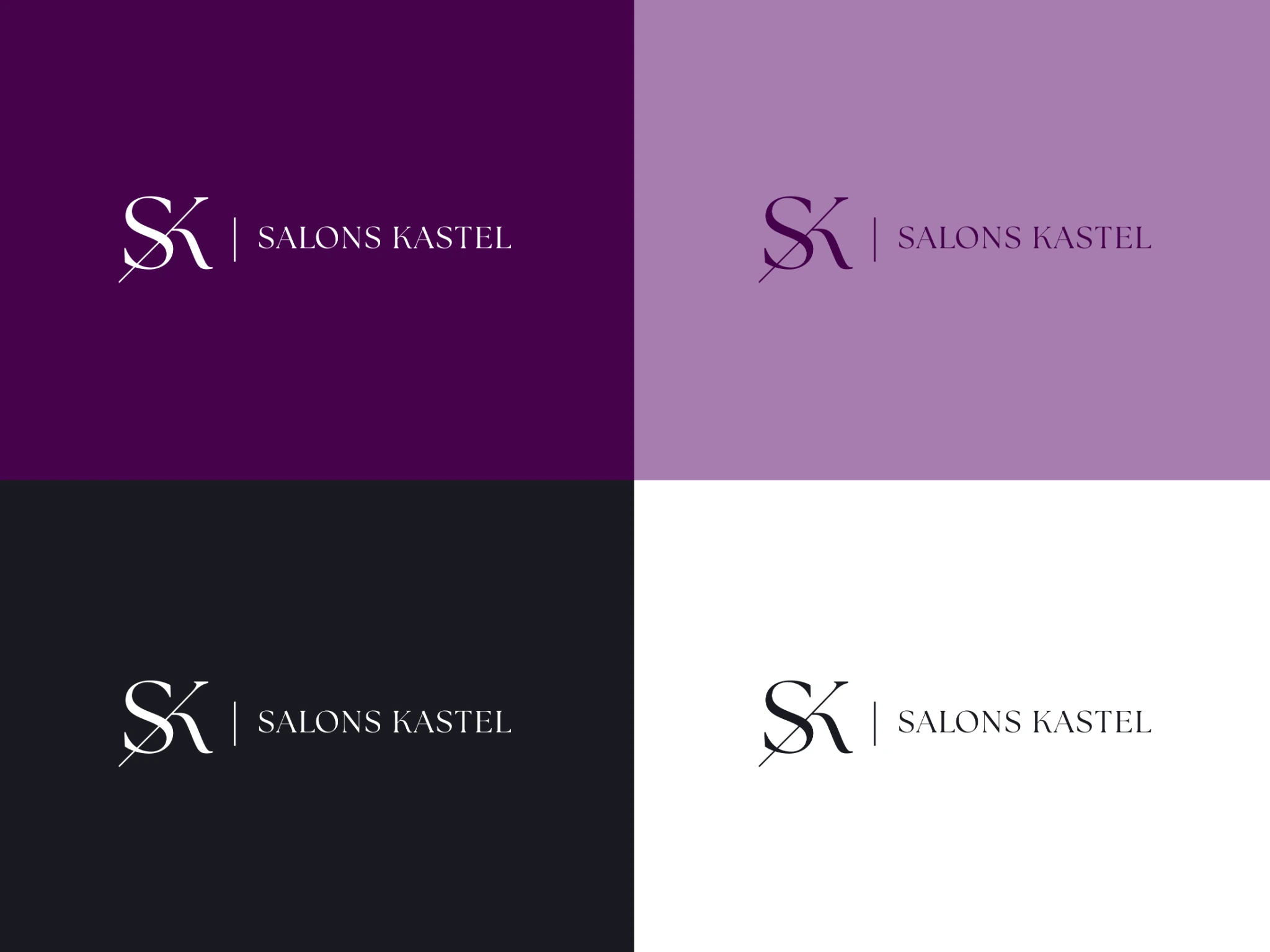 Déclinaisons du logo Salons Kastel sur différents fonds