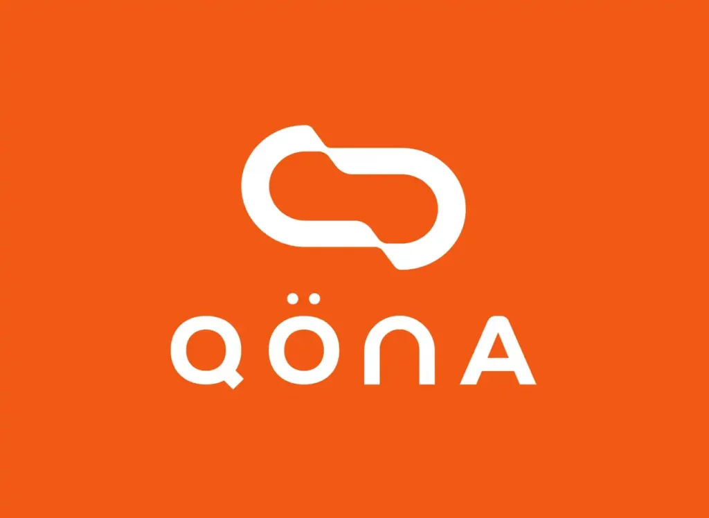 Logo Qona représentant une piste d’athlétisme en mouvement, identité visuelle d’une application de sport dédiée au trail et à la course à pied.