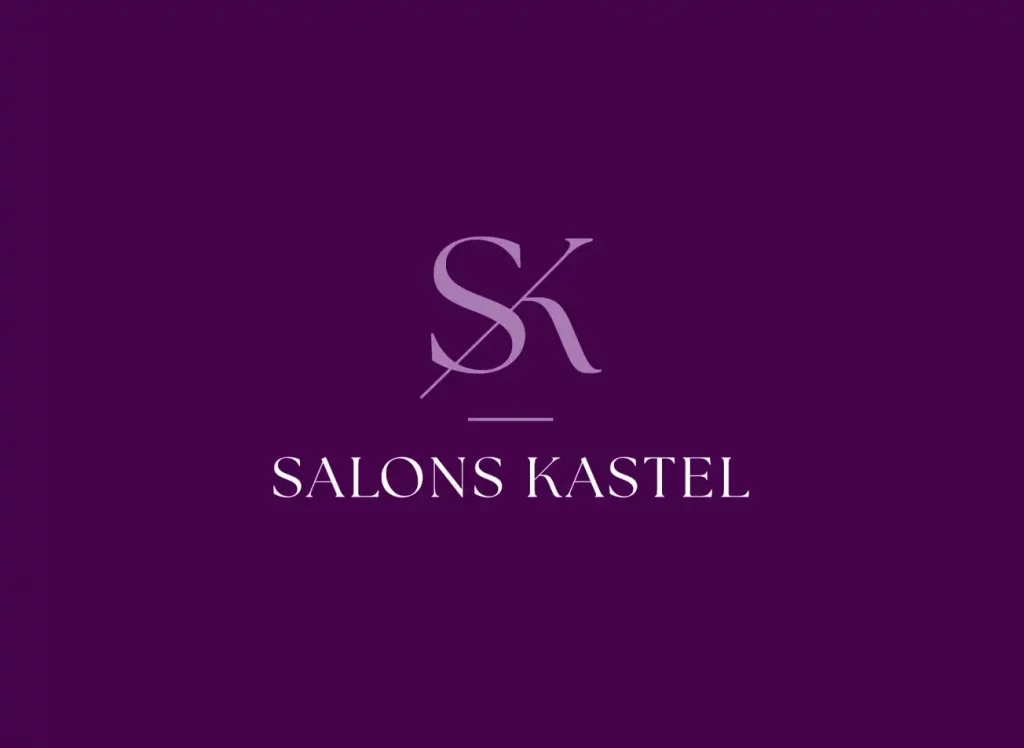 Logo Salons Kastel – identité visuelle sur fond violet